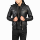 Bravado Hooded Sheepskin Bomber Jacket Modern Slim Fit with Hood