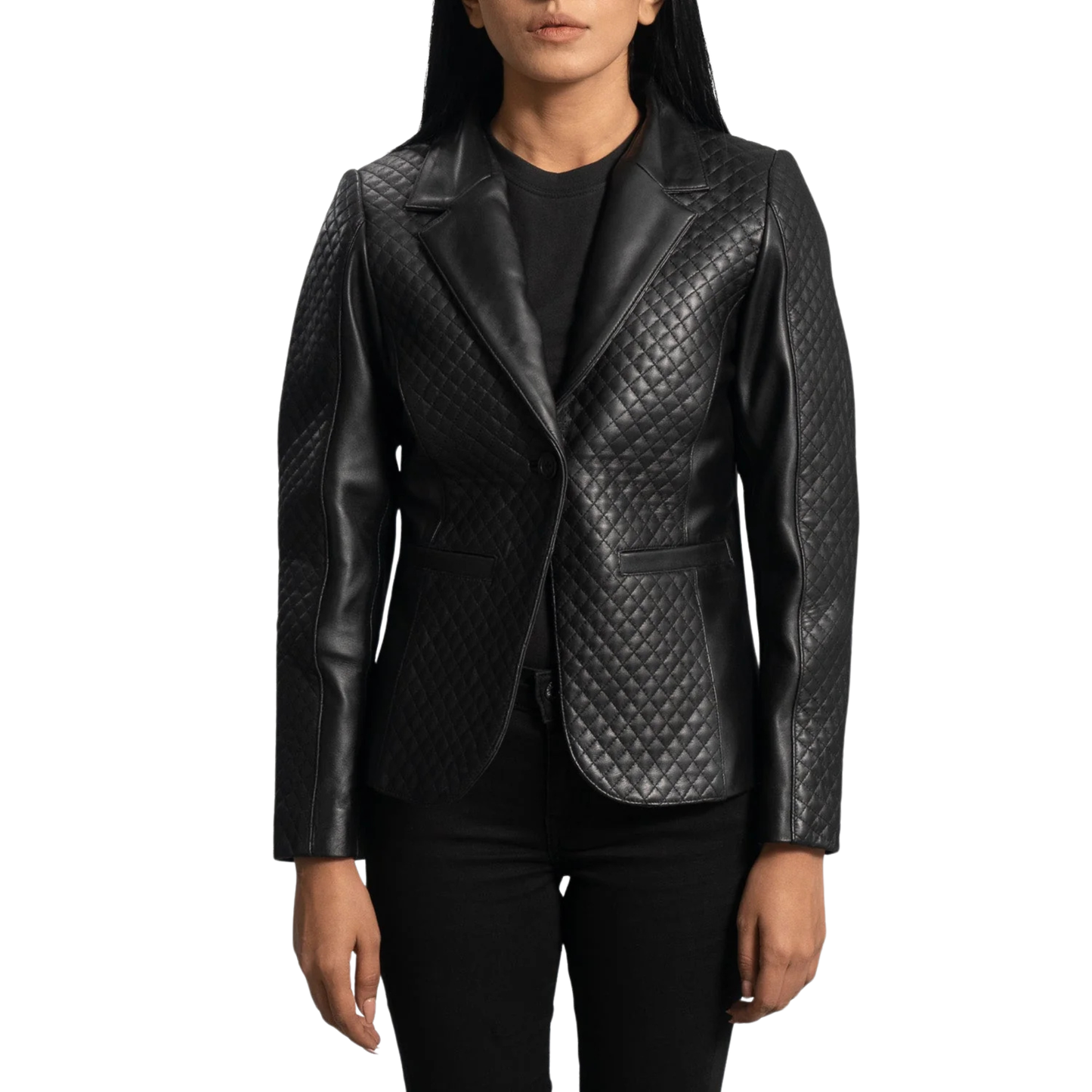 Cora Women’s Quilted Real Sheepskin Leather Blazer Premium Soft Leather Jacket Elegant Outerwear