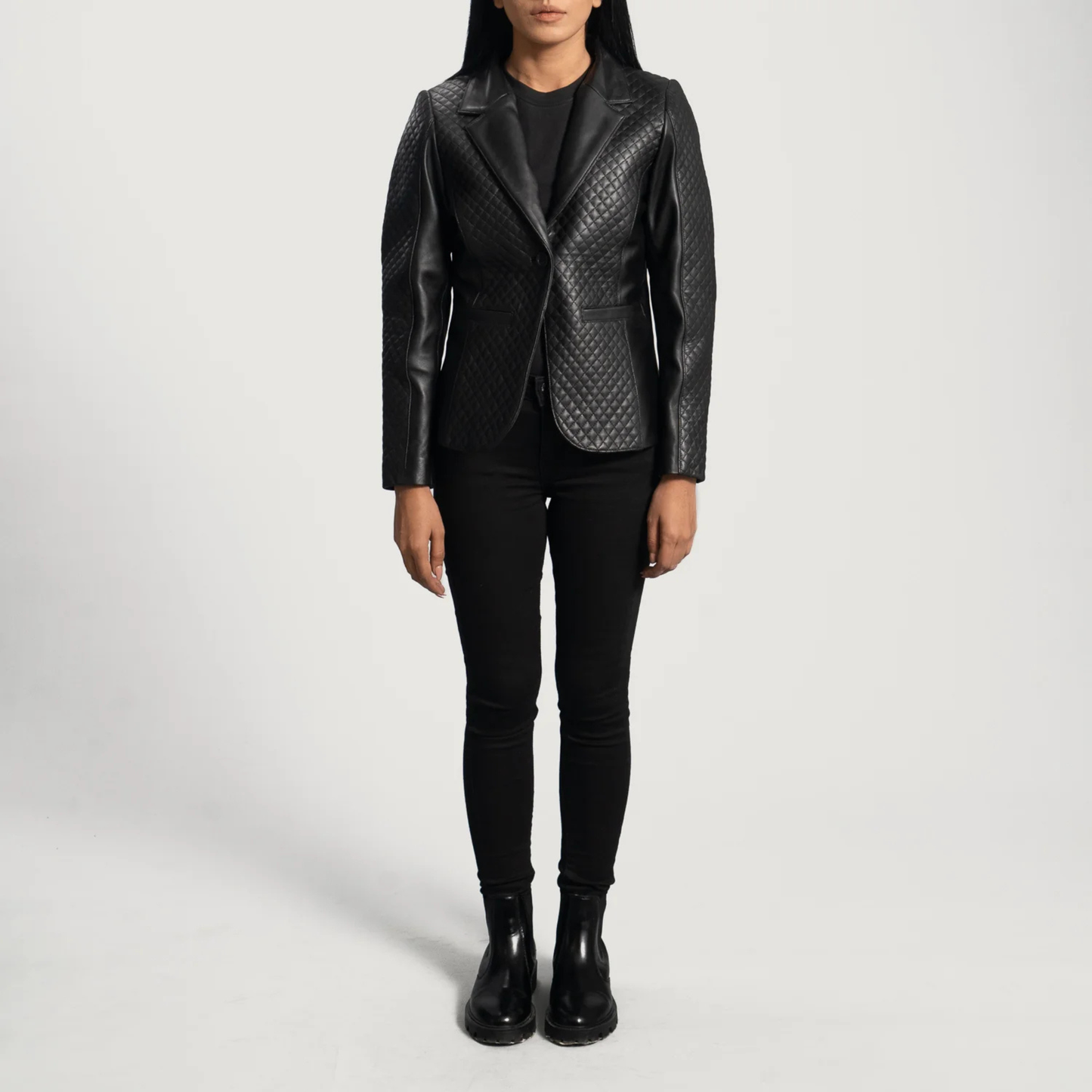 Cora Women’s Quilted Real Sheepskin Leather Blazer Premium Soft Leather Jacket Elegant Outerwear