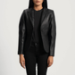 Cora Women’s Quilted Real Sheepskin Leather Blazer Premium Soft Leather Jacket Elegant Outerwear