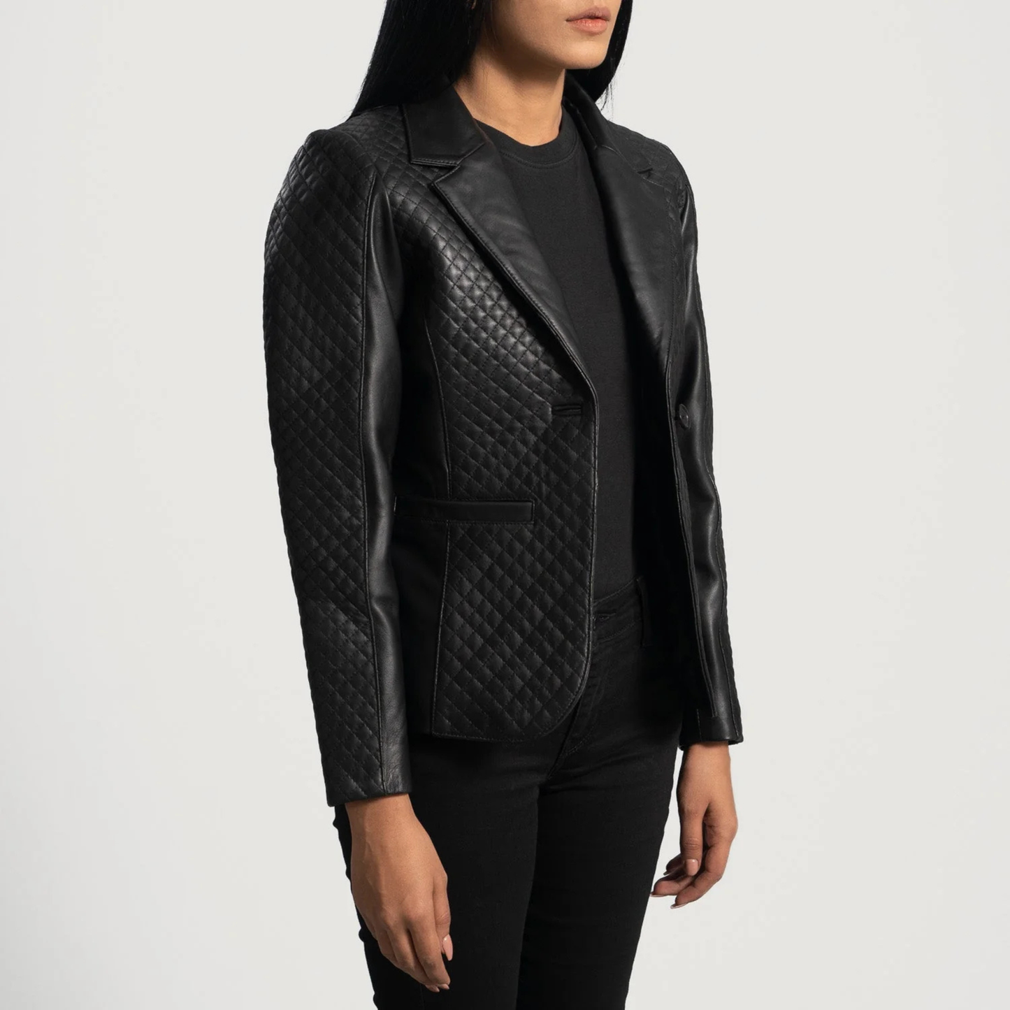 Cora Women’s Quilted Real Sheepskin Leather Blazer Premium Soft Leather Jacket Elegant Outerwear