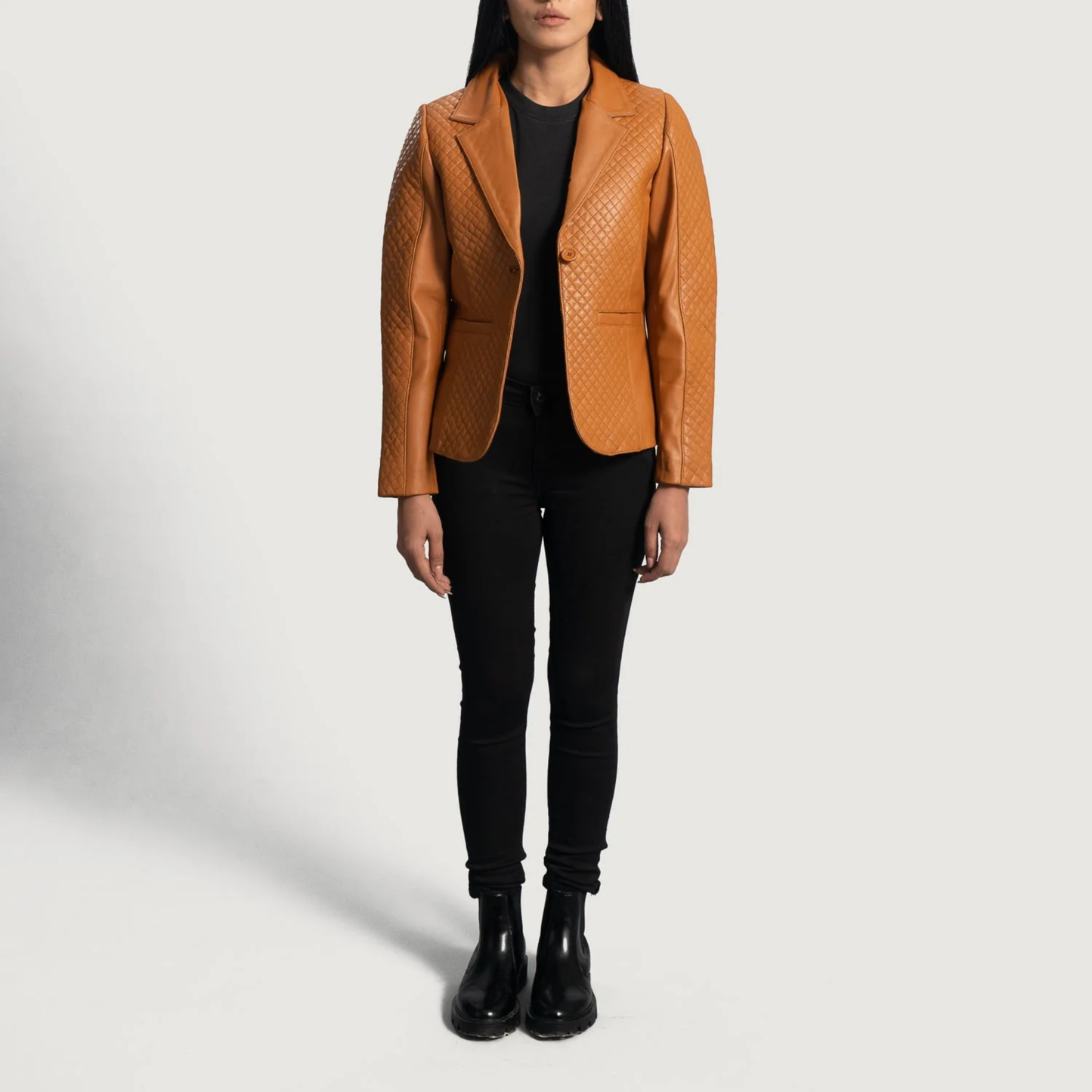 Cora Women’s Quilted Real Sheepskin Leather Blazer Premium Soft Leather Jacket Elegant Outerwear