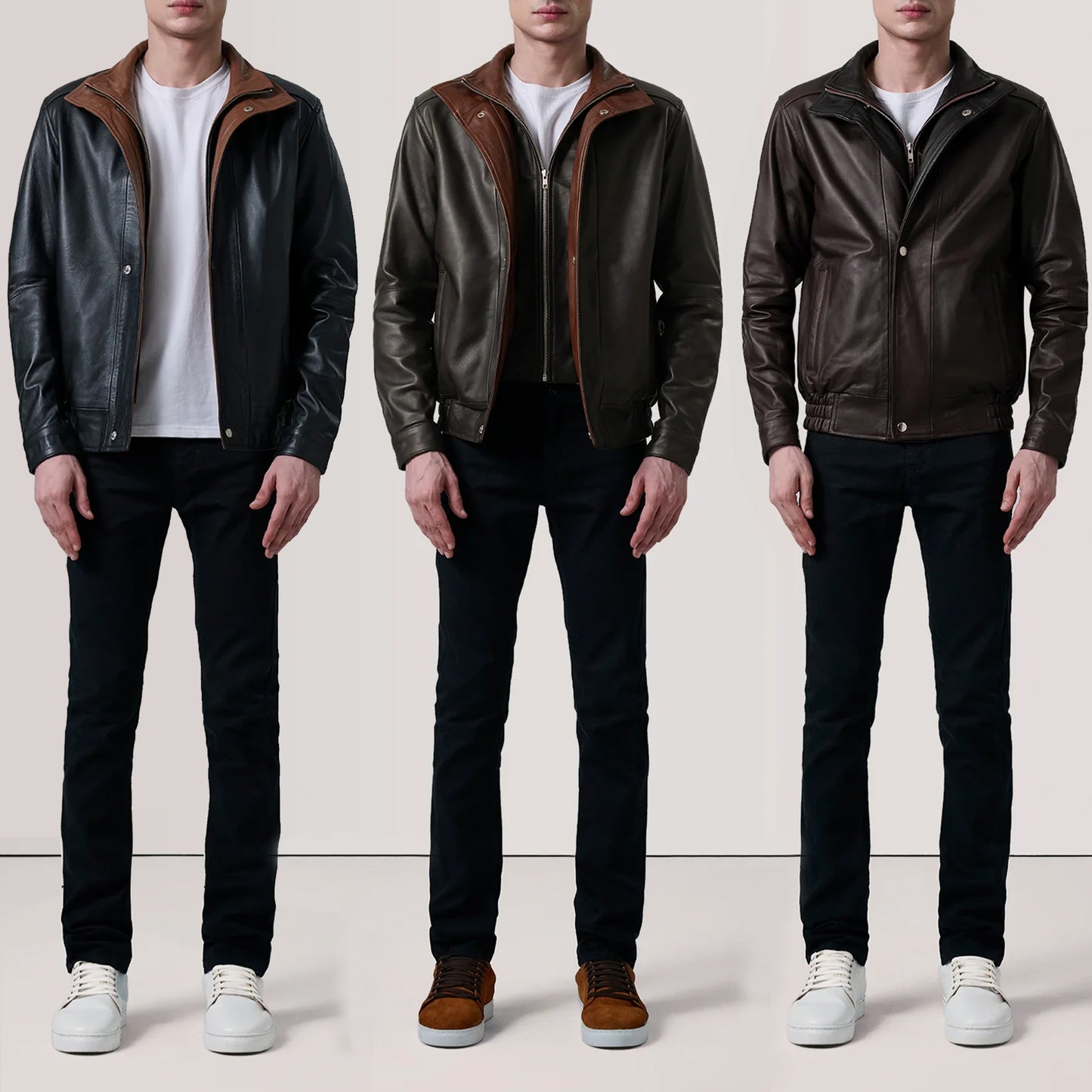 Men's Genuine Leather Alfred Bomber Jacket Aviator Flight Casual Winter Coat