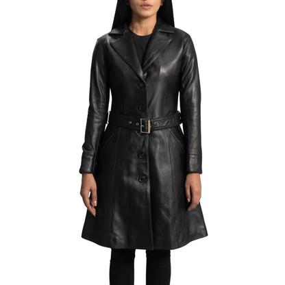 Moonlight Real Sheepskin Leather Trench Coat for Women Luxury Long Leather Coat Quilted Winter Outerwear