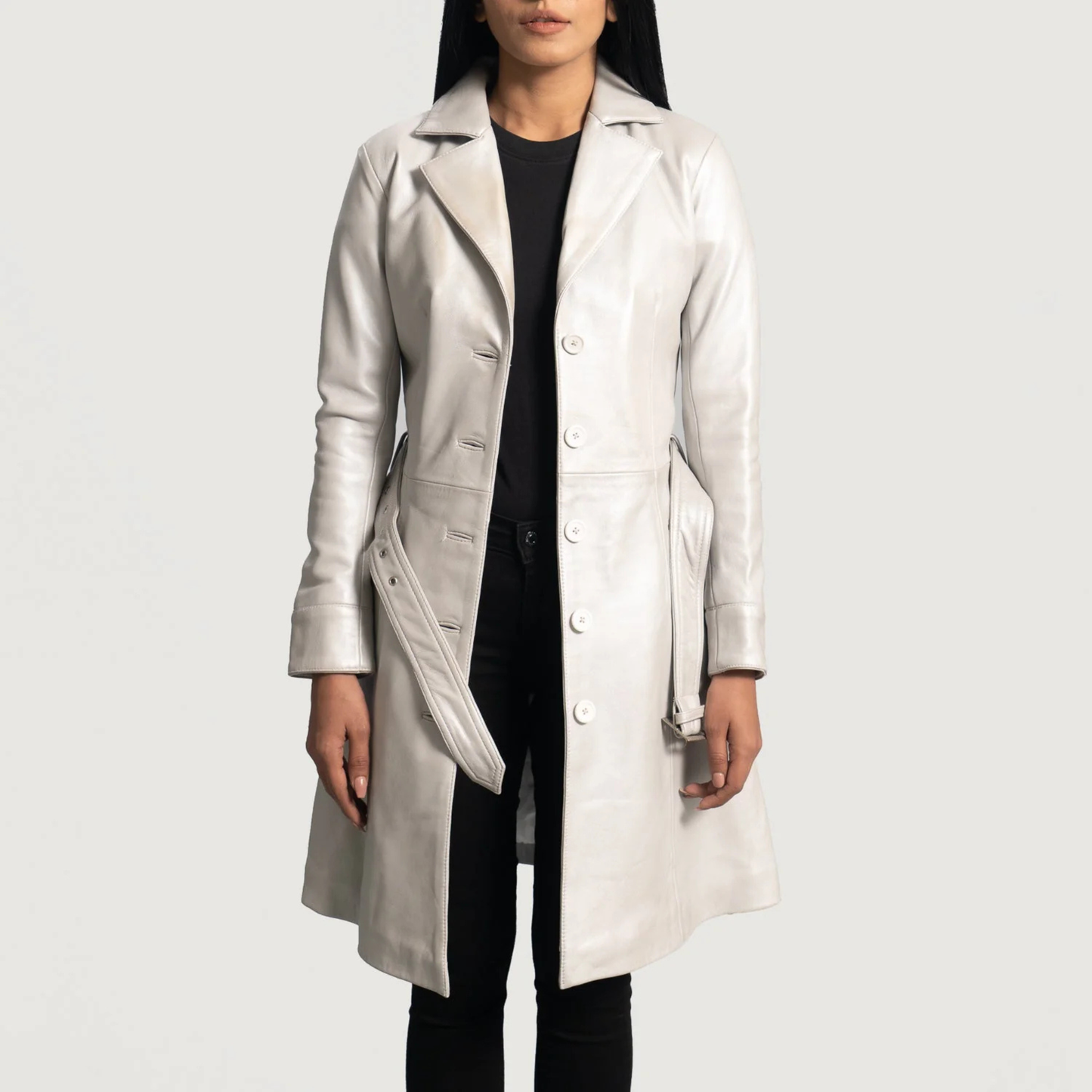 Moonlight Real Sheepskin Leather Trench Coat for Women Luxury Long Leather Coat Quilted Winter Outerwear