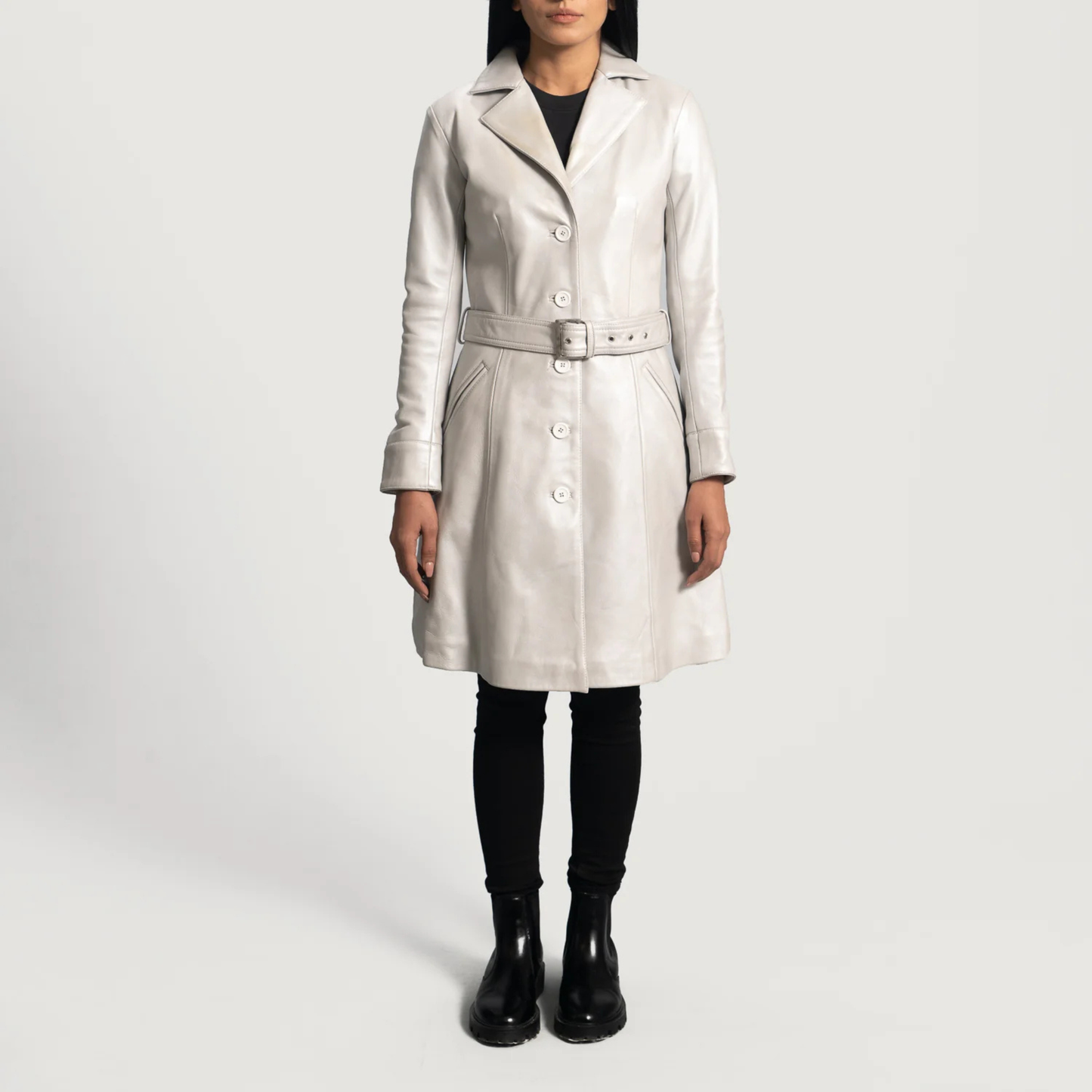 Moonlight Real Sheepskin Leather Trench Coat for Women Luxury Long Leather Coat Quilted Winter Outerwear