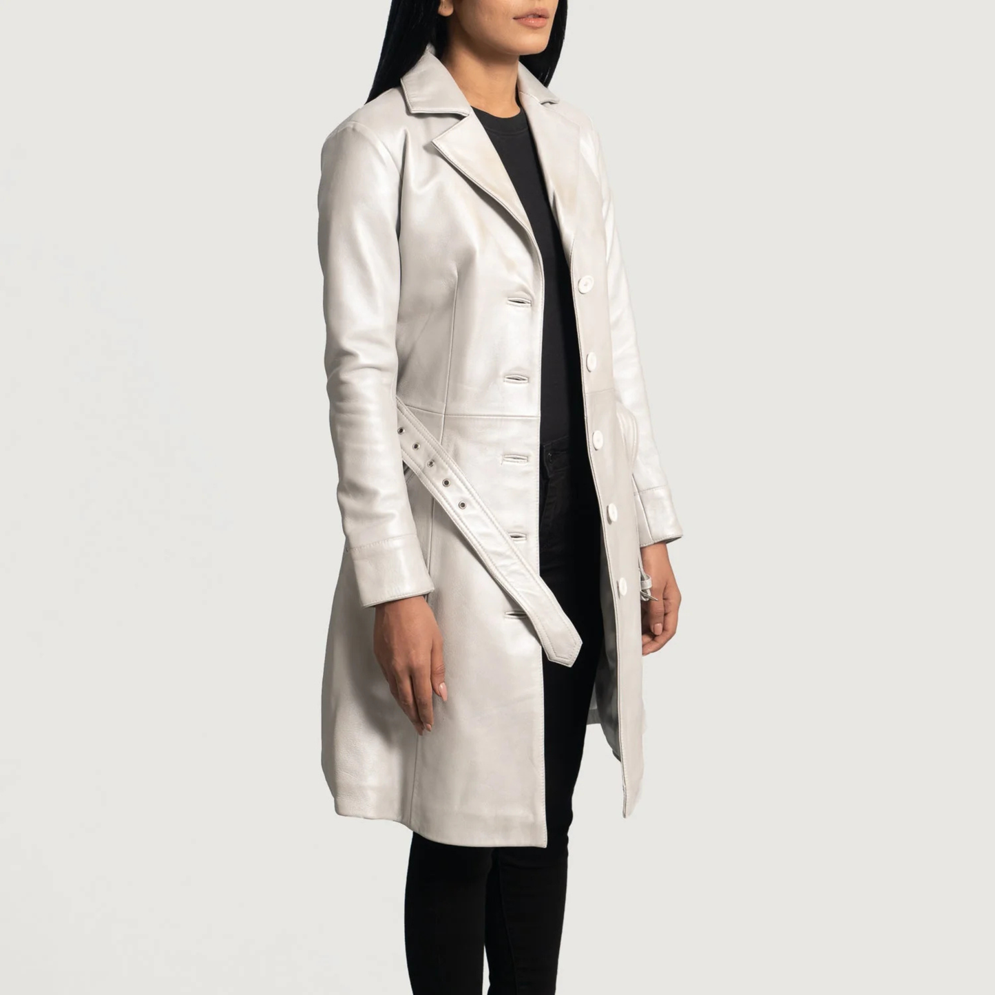 Moonlight Real Sheepskin Leather Trench Coat for Women Luxury Long Leather Coat Quilted Winter Outerwear