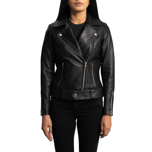 Rumy Women’s Real Leather Biker Jacket Premium Genuine Sheepskin Leather Moto Jacket