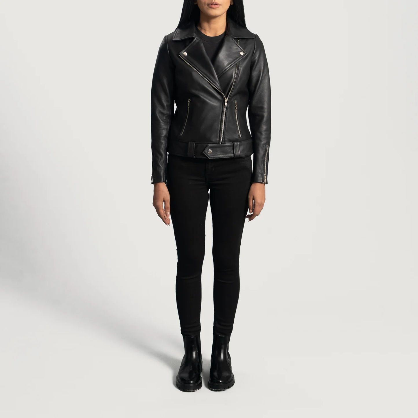 Rumy Women’s Real Leather Biker Jacket Premium Genuine Sheepskin Leather Moto Jacket