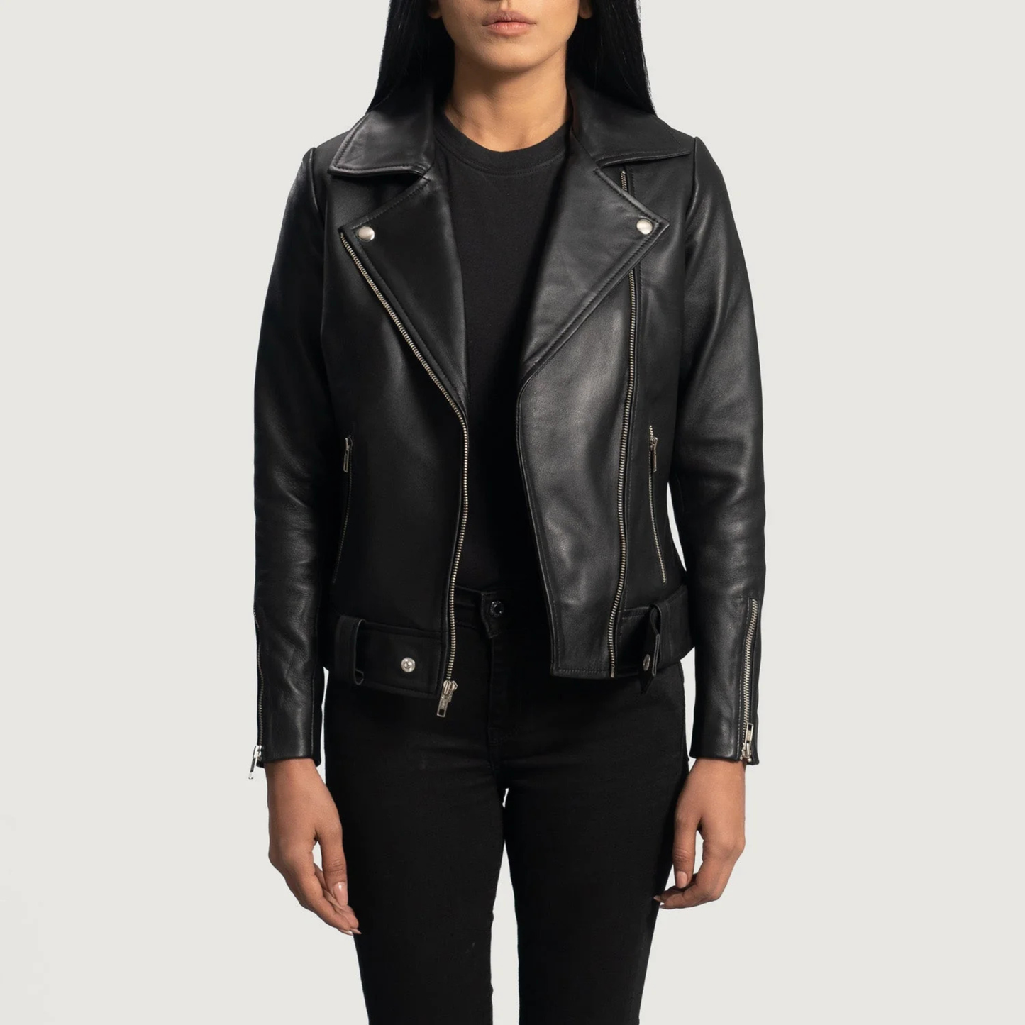 Rumy Women’s Real Leather Biker Jacket Premium Genuine Sheepskin Leather Moto Jacket