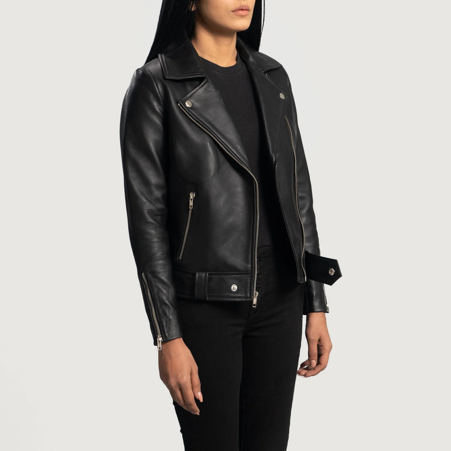 Rumy Women’s Real Leather Biker Jacket Premium Genuine Sheepskin Leather Moto Jacket