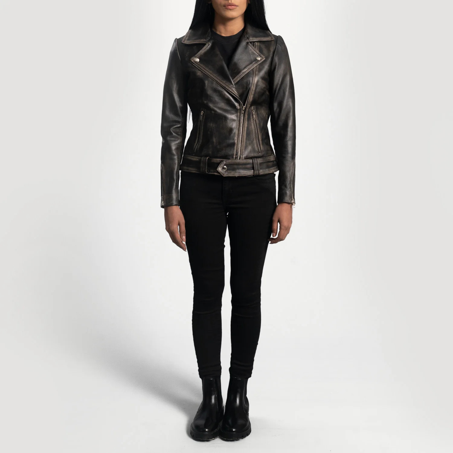 Rumy Women’s Real Leather Biker Jacket Premium Genuine Sheepskin Leather Moto Jacket