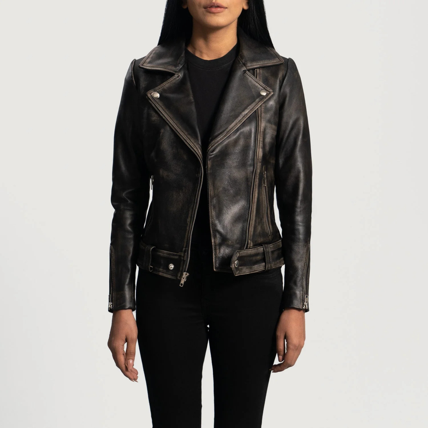 Rumy Women’s Real Leather Biker Jacket Premium Genuine Sheepskin Leather Moto Jacket