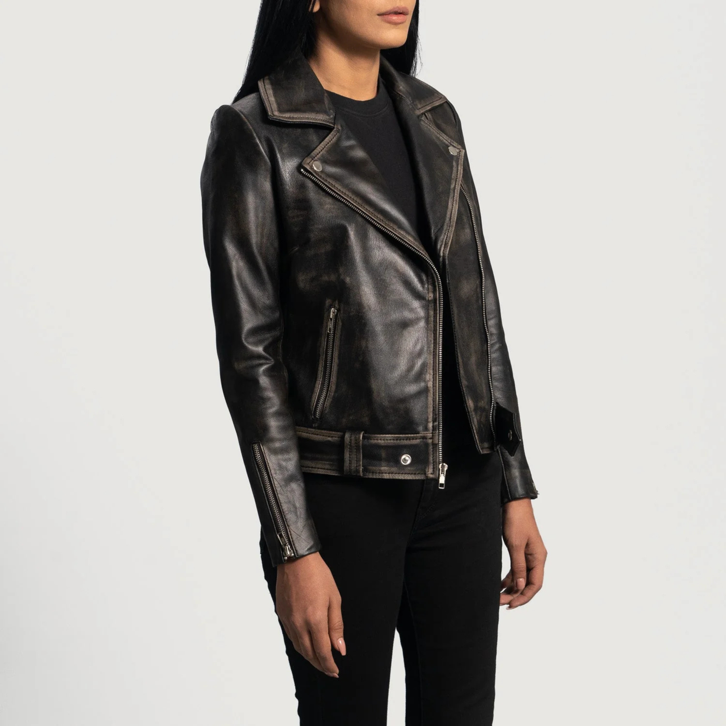 Rumy Women’s Real Leather Biker Jacket Premium Genuine Sheepskin Leather Moto Jacket