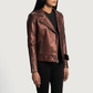 Rumy Women’s Real Leather Biker Jacket Premium Genuine Sheepskin Leather Moto Jacket