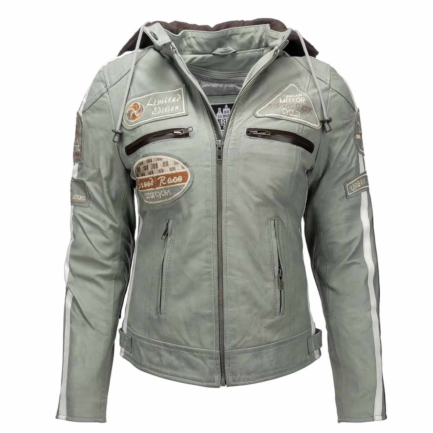 Women’s Biker Jacket with Protective Armor Real Leather Motorcycle Jacket for Ladies