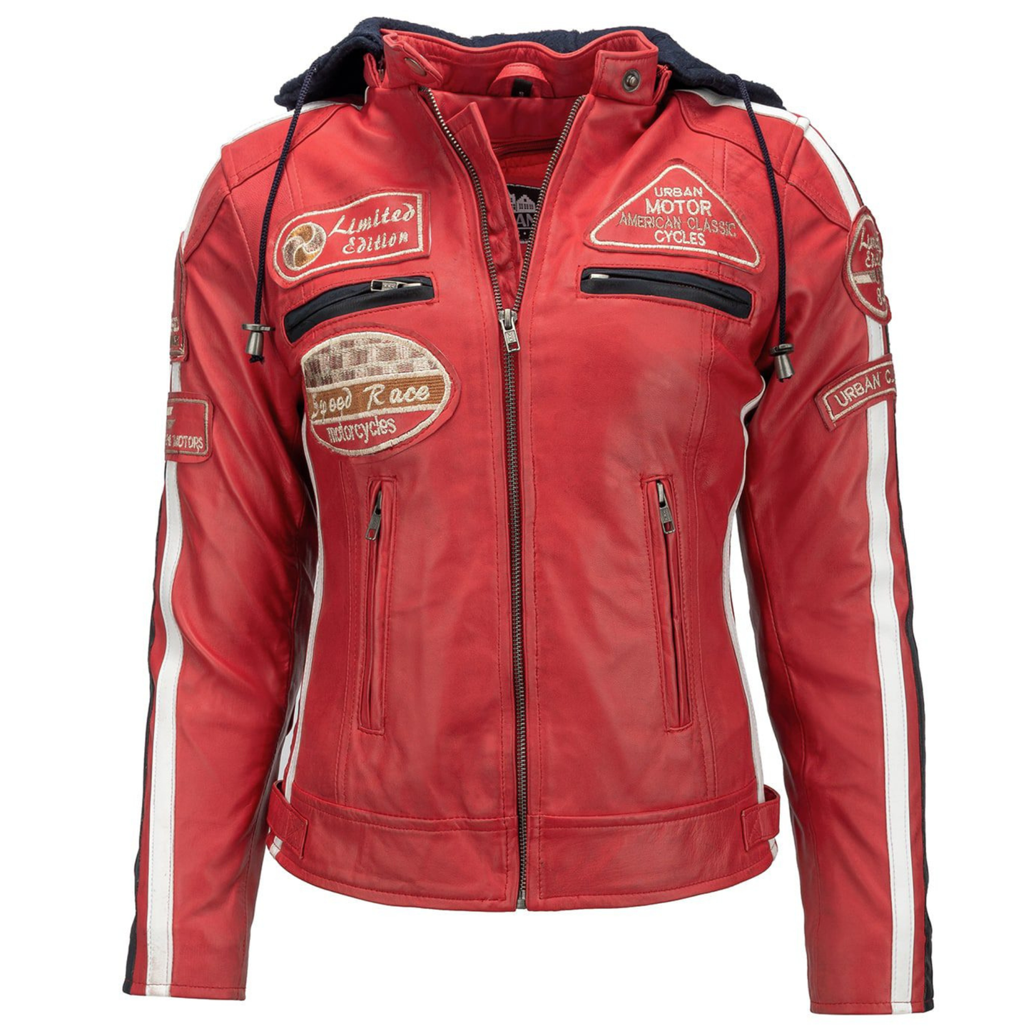Women’s Biker Jacket with Protective Armor Real Leather Motorcycle Jacket for Ladies