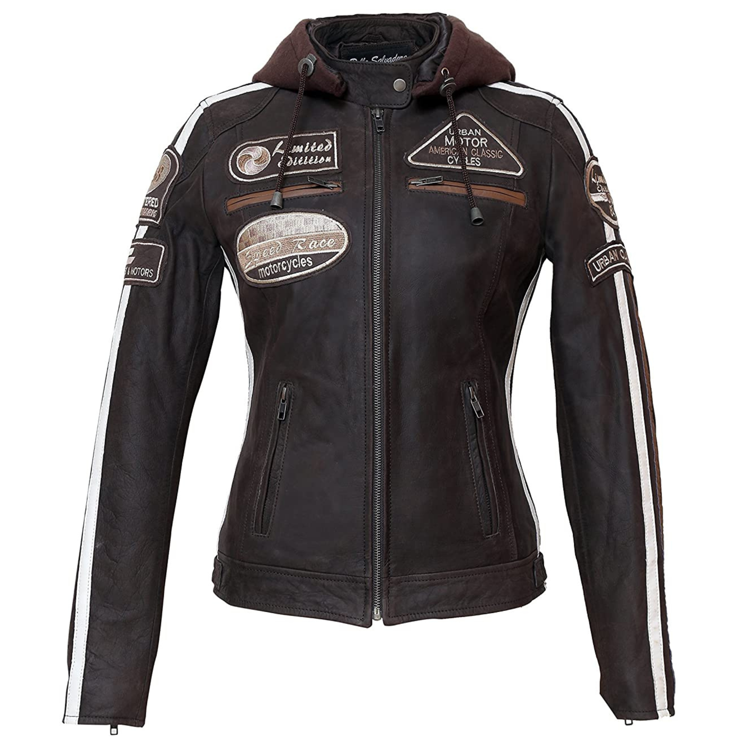Women’s Biker Jacket with Protective Armor Real Leather Motorcycle Jacket for Ladies