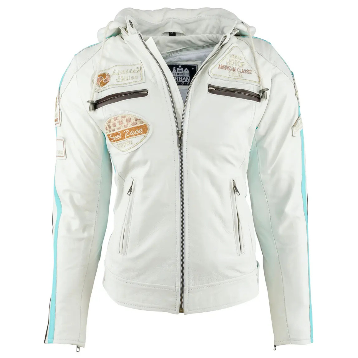 Women’s Biker Jacket with Protective Armor Real Leather Motorcycle Jacket for Ladies