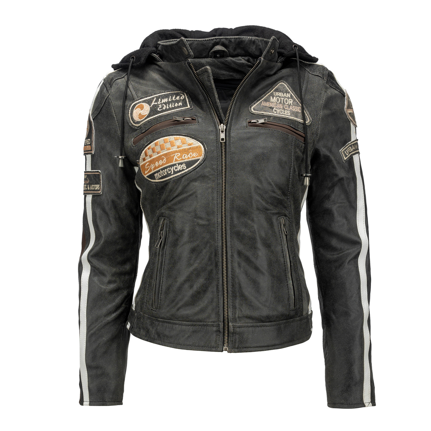 Women’s Biker Jacket with Protective Armor Real Leather Motorcycle Jacket for Ladies